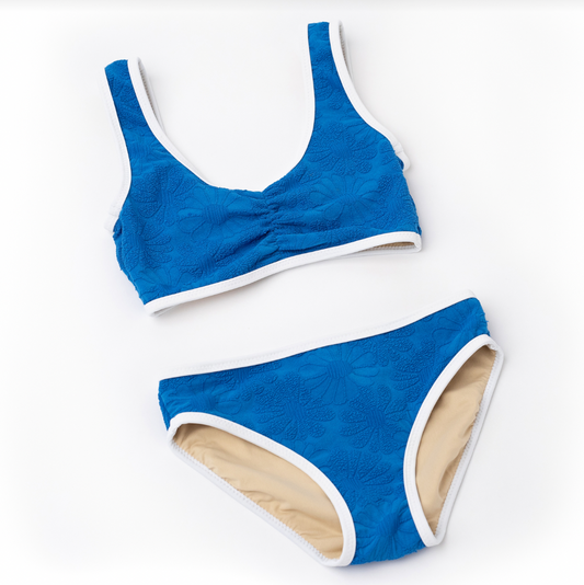 Textured Bikini | Royal Blue Floral