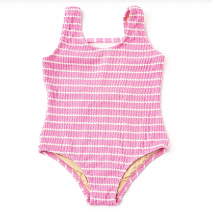 pink stripe crinkle one piece