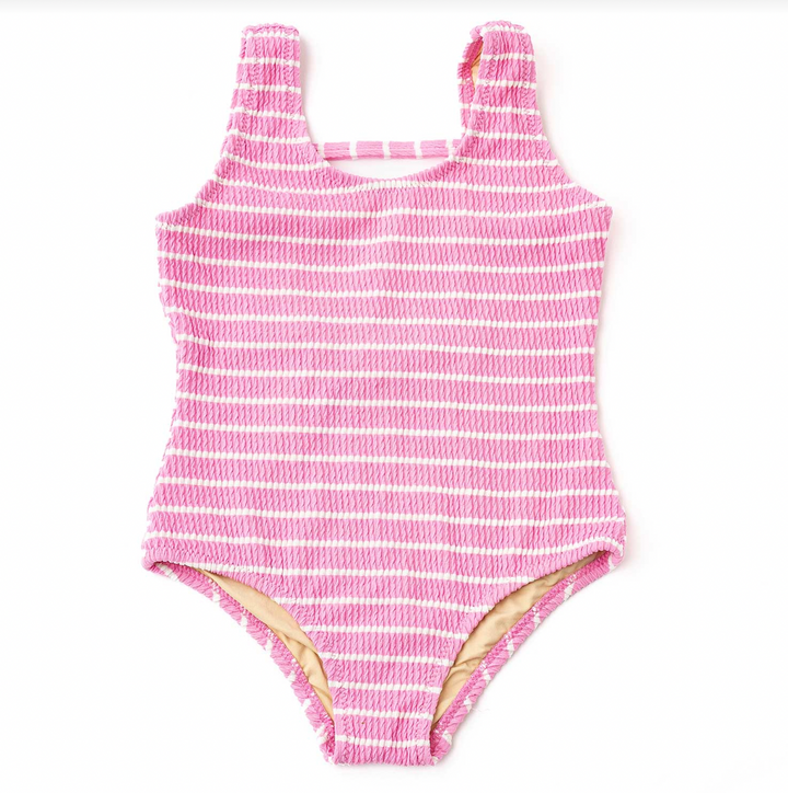 pink stripe crinkle one piece