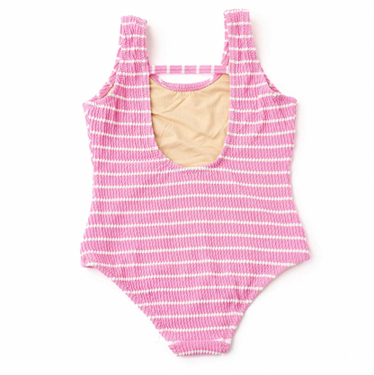 pink stripe crinkle one piece