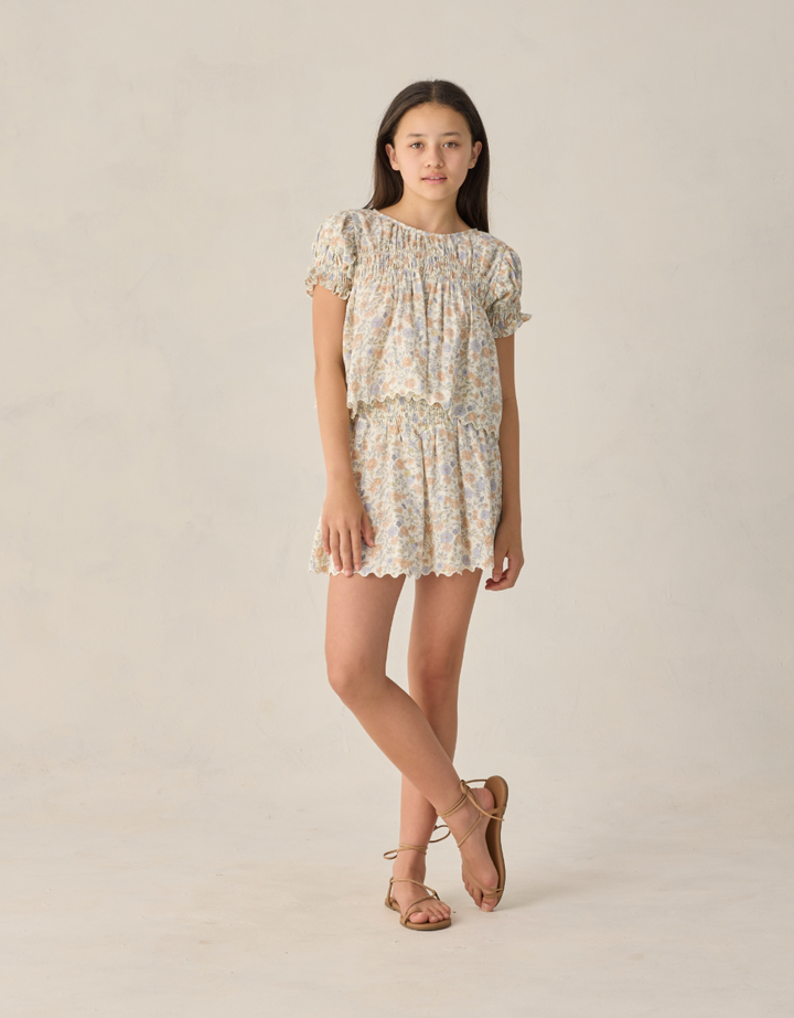 TEEN SMOCKED V MINI SKIRT BLOOM