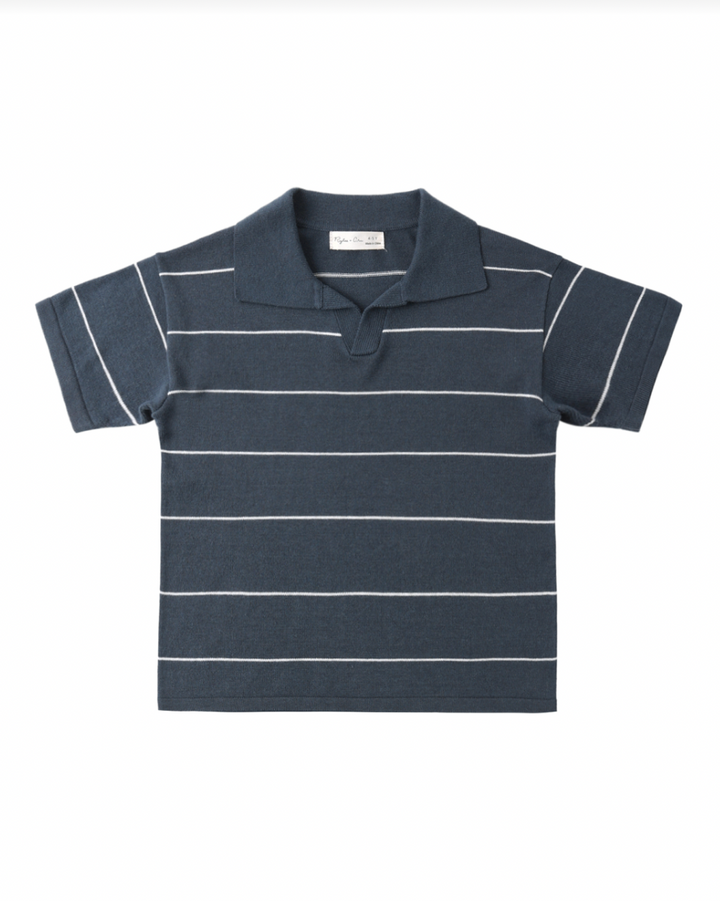 CHANDLER KNIT POLO NAVY STRIPE