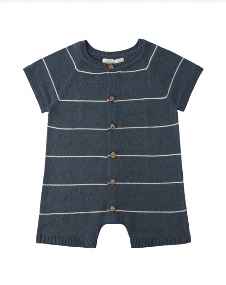 LIAM KNIT ROMPER NAVY STRIPE