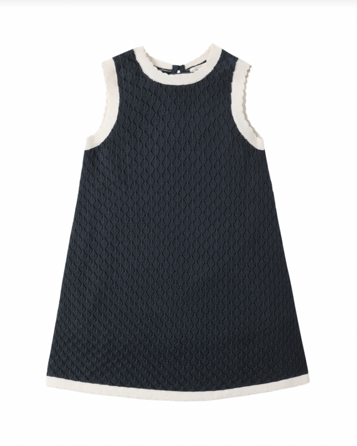 CROCHET TANK MINI DRESS NAVY