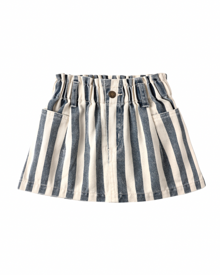 DENIM MINI SKIRT NAVY STRIPE
