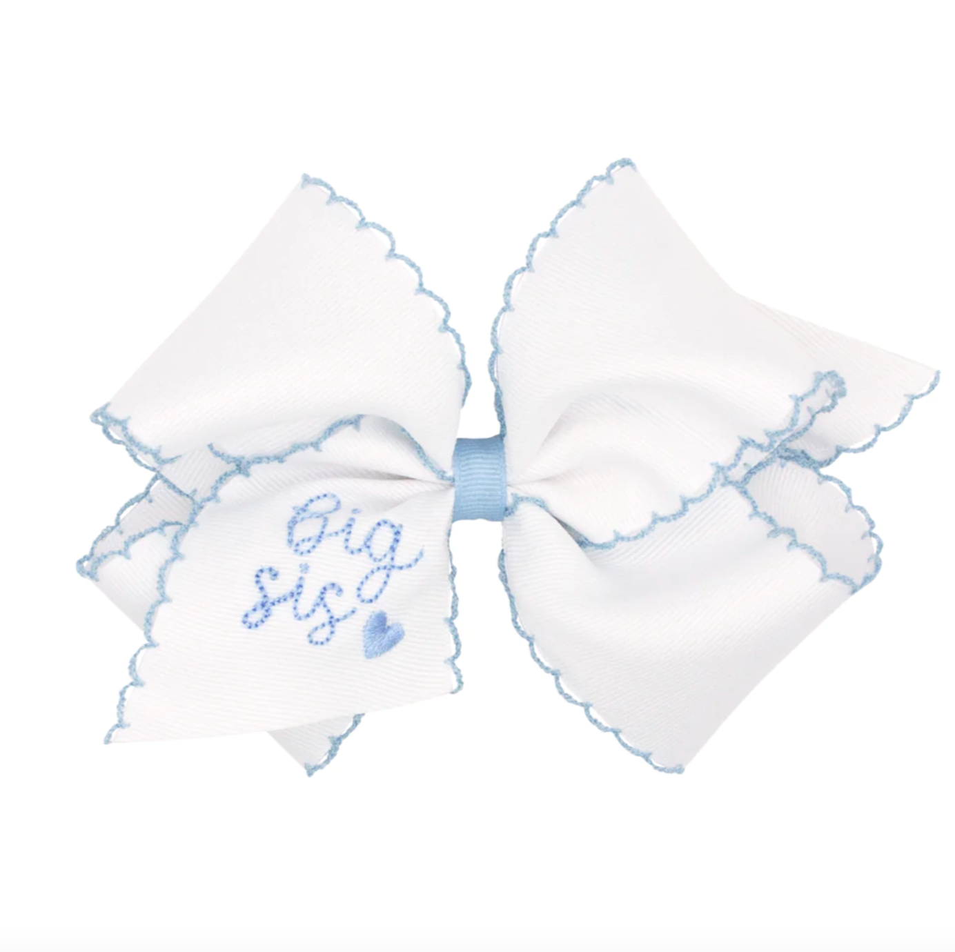 Small King Embroidered Big Sister Bow | Blue