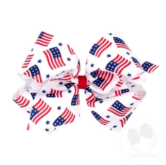 Medium Print Grosgrain Bow | American Flag