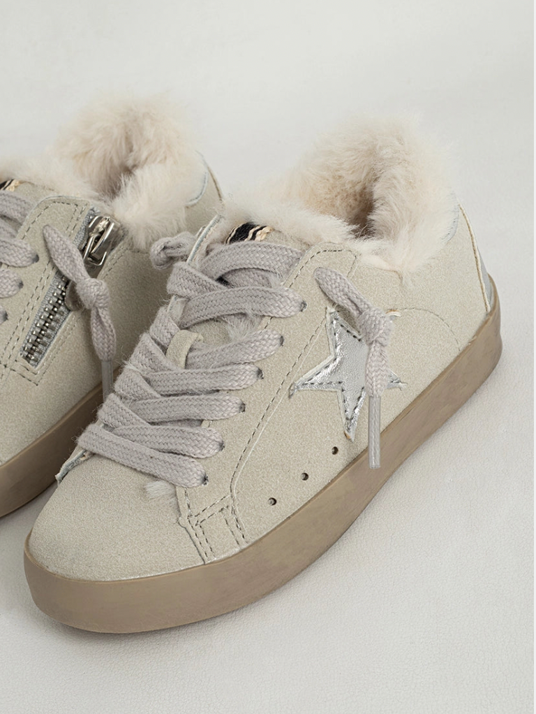 Paula Kids Sneaker | Light Grey Suede