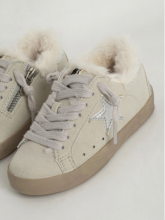 Paula Kids Sneaker | Light Grey Suede