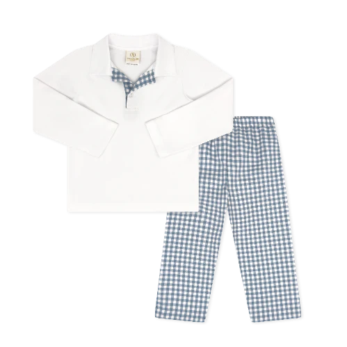 Parker Pant Set | Stone Blue Check