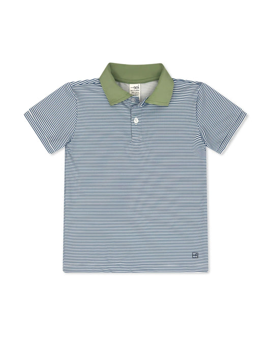 Parker Polo | Baton Rouge Blue Mini Stripe + Pistachio