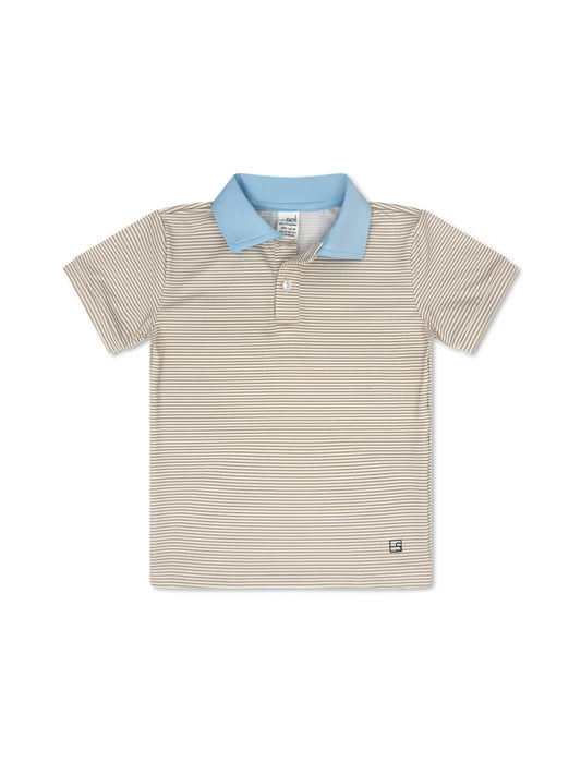 Parker Polo | Sandstone Ministripe + Cotton Candy Blue