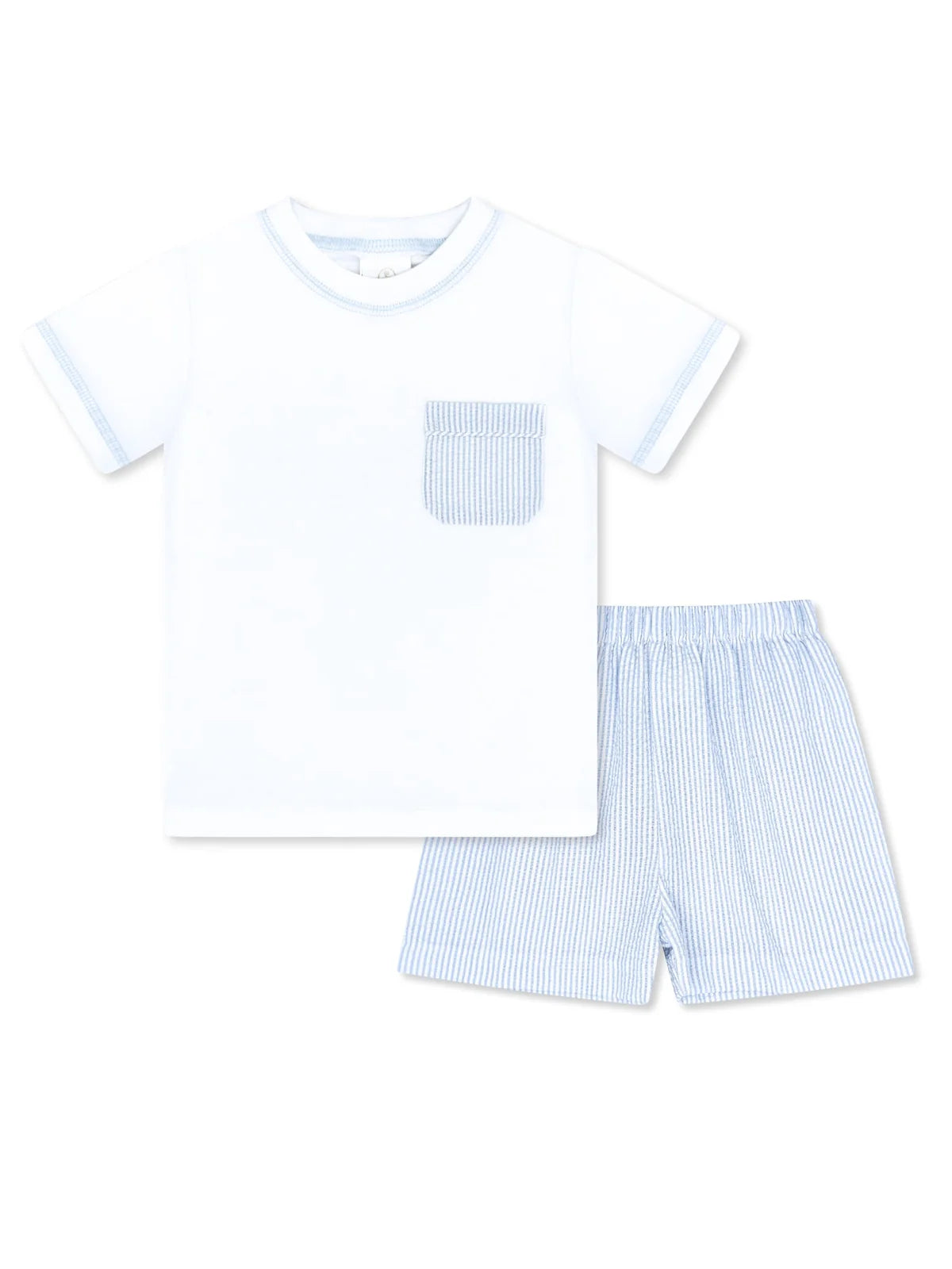 Charlie Short Set - Legacy White, Simply Blue Seersucker