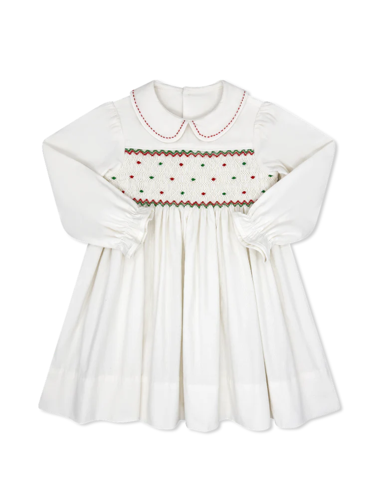 Clara Smocked Dress | Dreamy White Cord