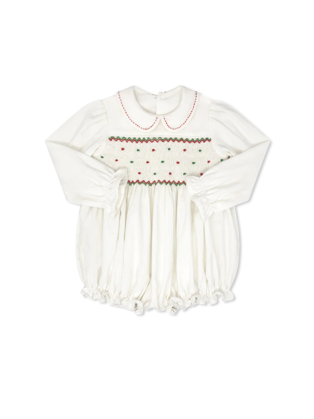 Clara Smocked Bubble | Dreamy White Cord