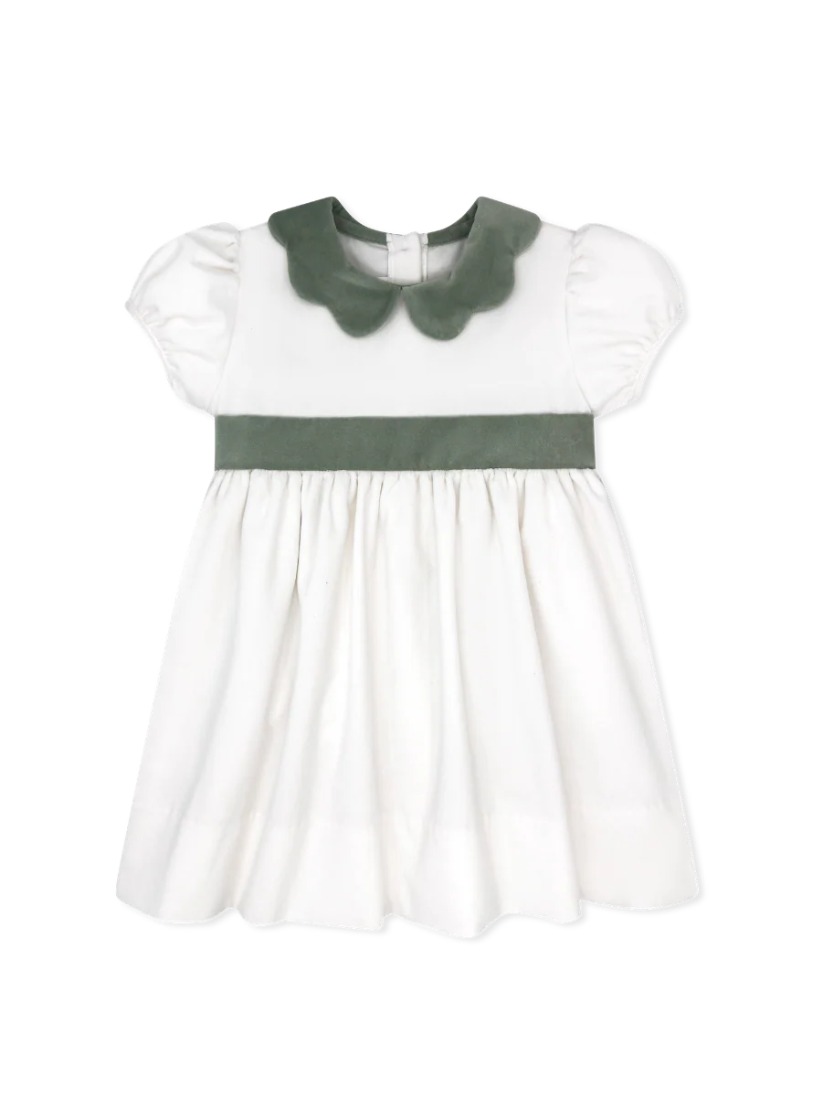 Blakely Band Dress | Winter White + Leyland Green Velvet