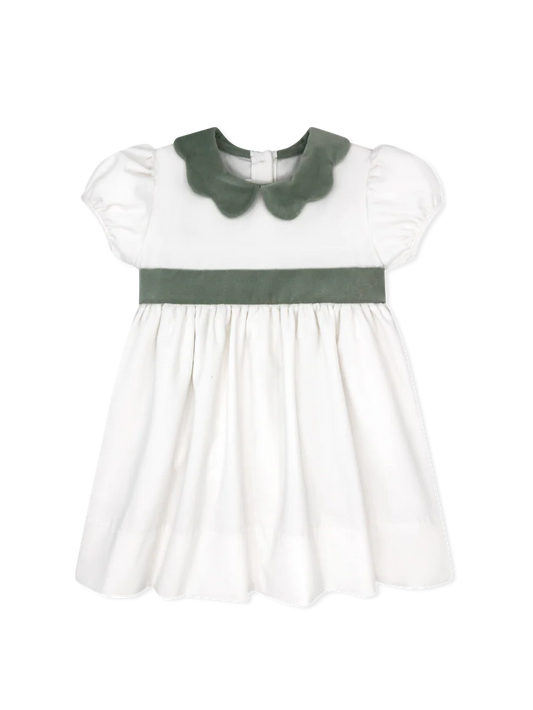 Blakely Band Dress | Winter White + Leyland Green Velvet