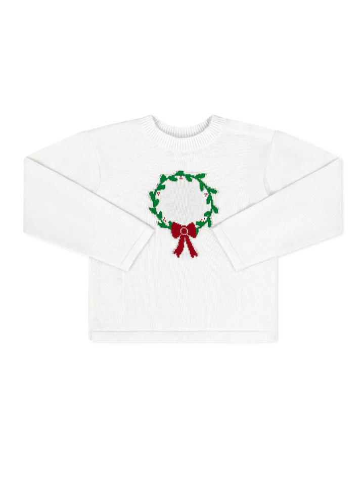 Cozy Up Wreath Sweater | Sterling White