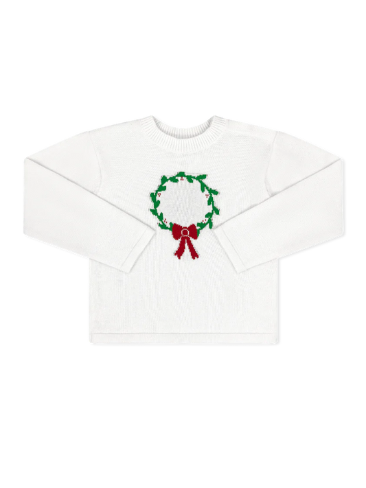 Cozy Up Wreath Sweater | Sterling White