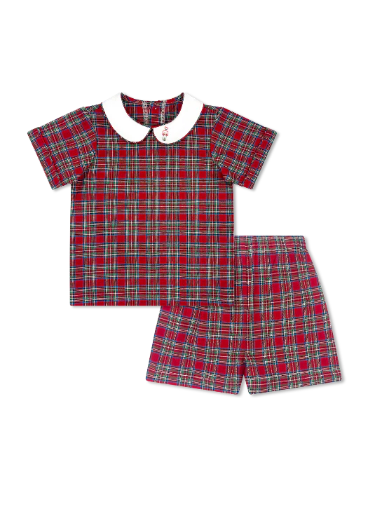 Sibley Short Set | Plaid, Nutcracker embroidery