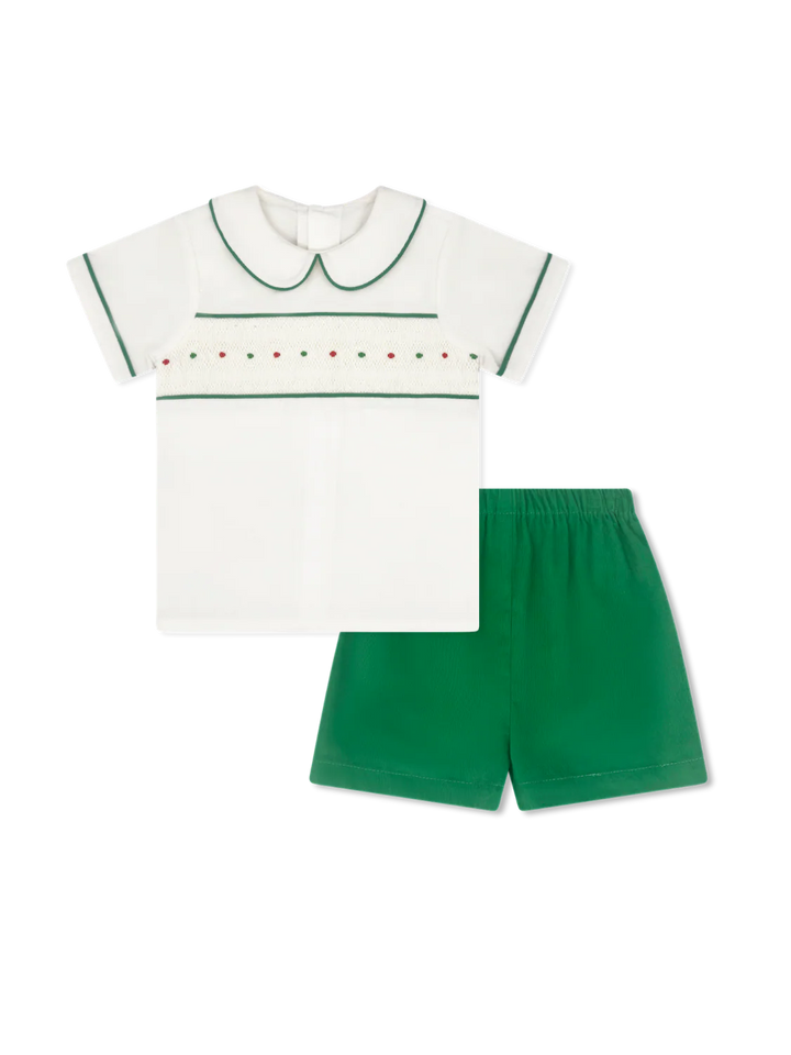 Liam Short Set | Dreamy White Cord + Garland Green