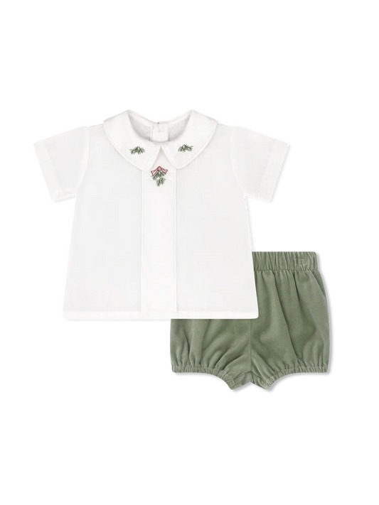 Jonathan Holly Bloomer Set | Winslow White + Leyland Green Velvet