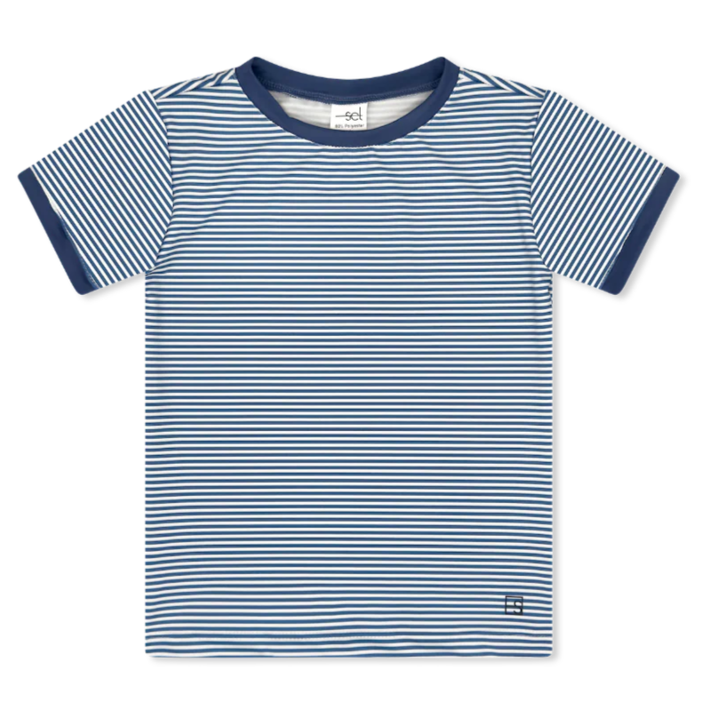 Bradley Basic Tee | Baton Rouge Blue Mini Stripe