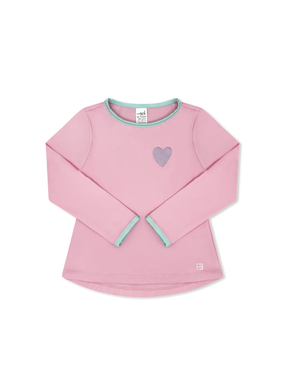 Bridget Long Sleeve Heart Tee | Pink, Mint, White