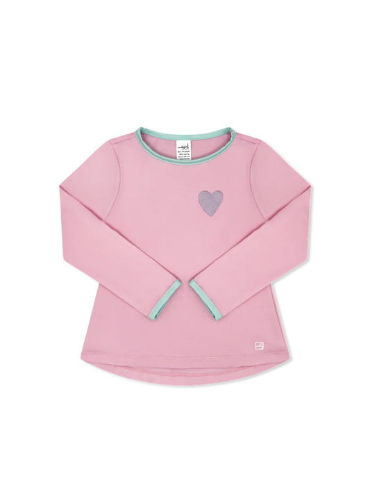 Bridget Long Sleeve Heart Tee | Pink, Mint, White