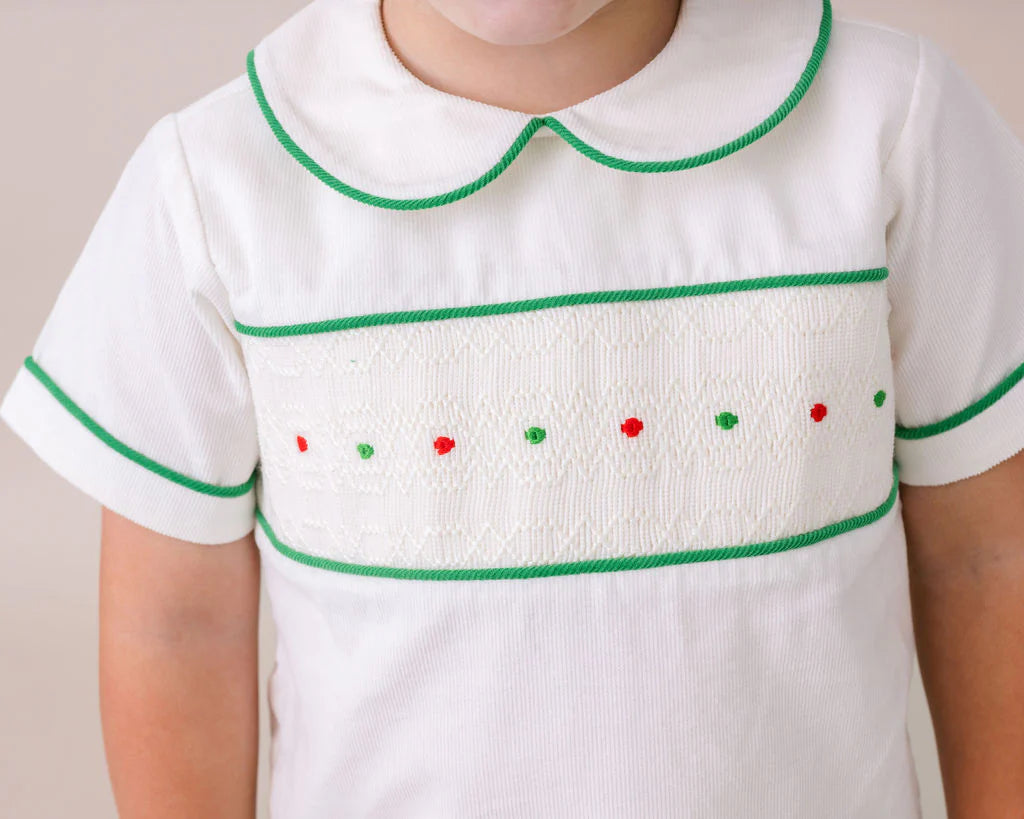 Liam Short Set | Dreamy White Cord + Garland Green