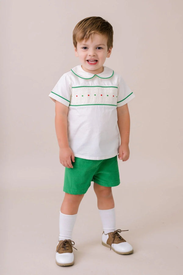 Liam Short Set | Dreamy White Cord + Garland Green