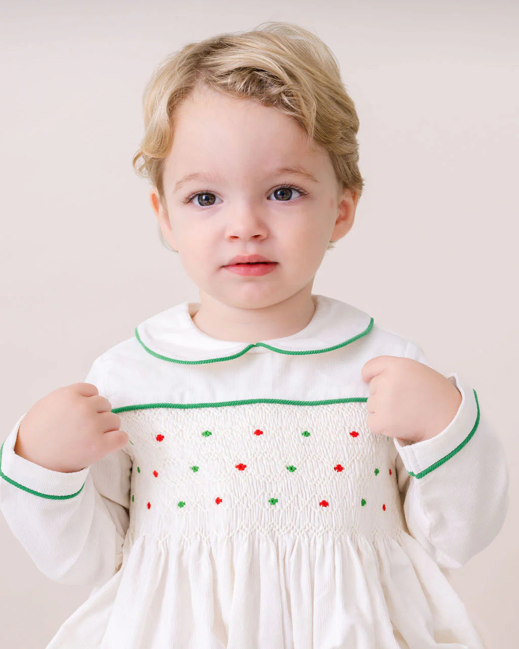 Timothy Smocked Bubble | Dreamy White Cord
