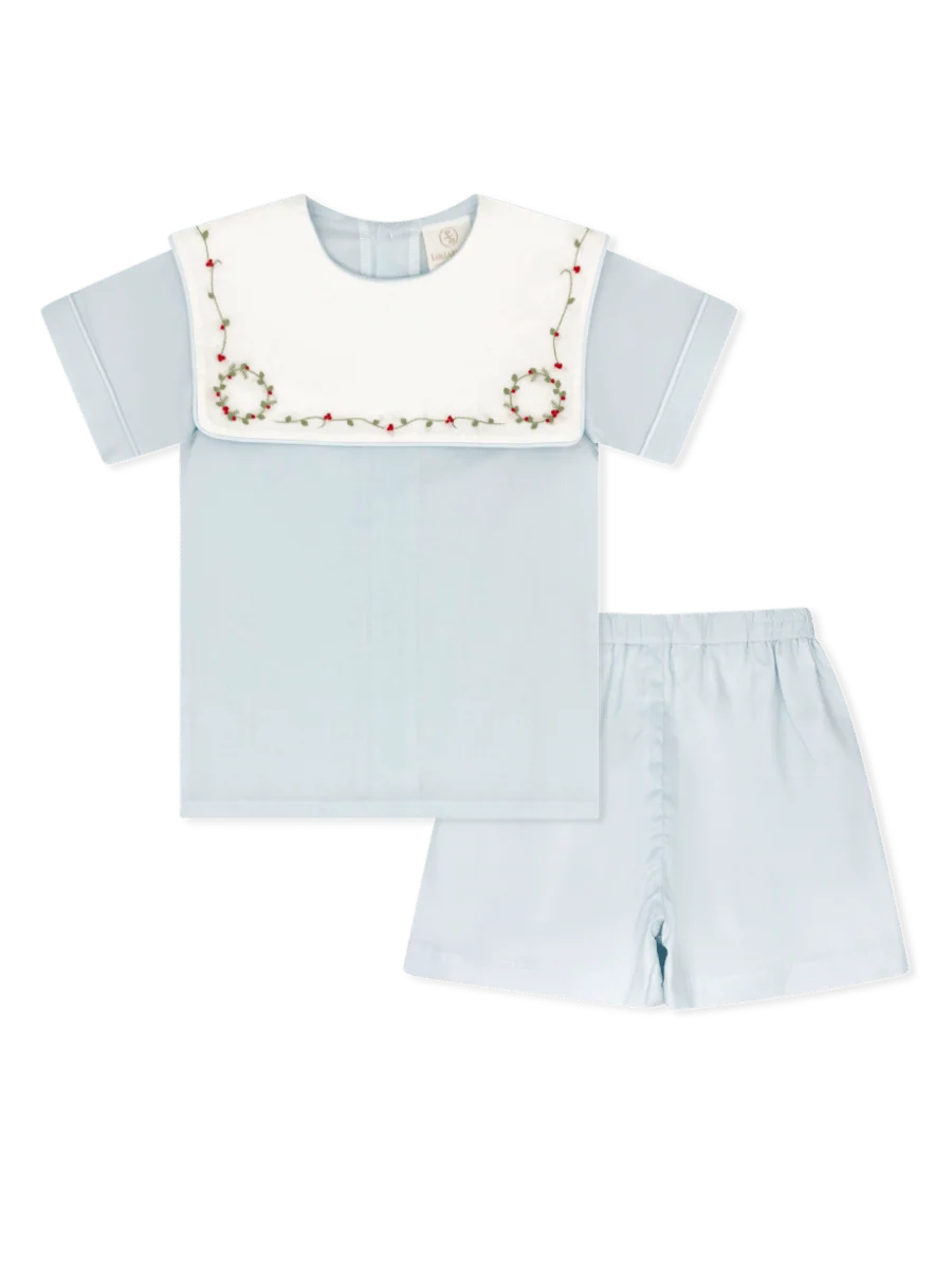 Christian Short Set | Blessings Blue Batiste, Holly