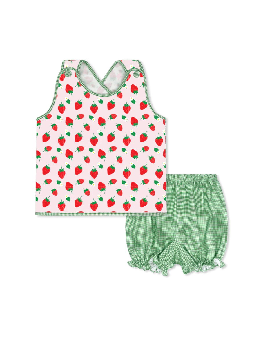 Bitsy Bloomer Set I Berry Sweet & Green Minigingham