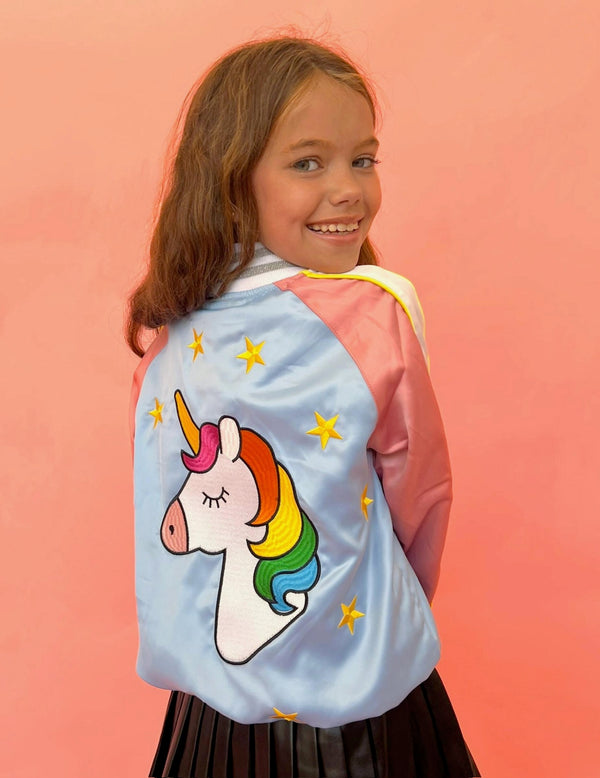 Sky Unicorn Satin Bomber