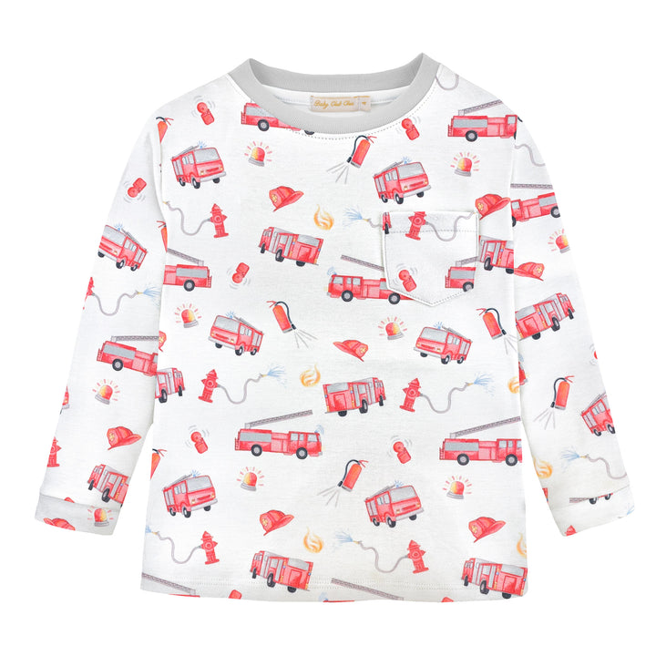 Printed Pocket Tee | Fire Trucks