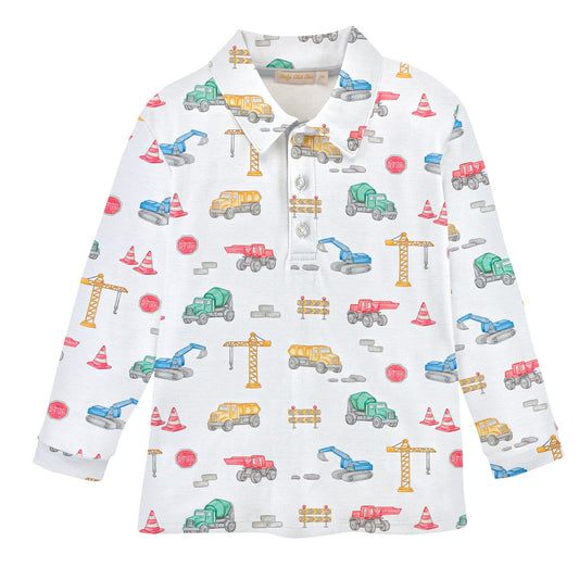 Printed Long Sleeve Collared Tee | Building
