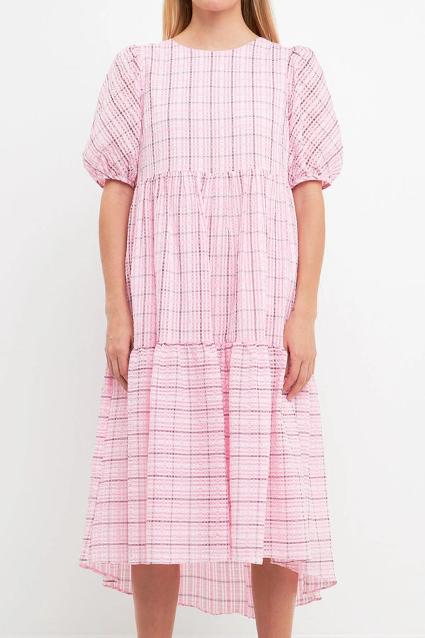 Plaid Midi Dress | Pink