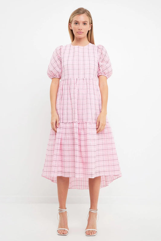 Plaid Midi Dress | Pink