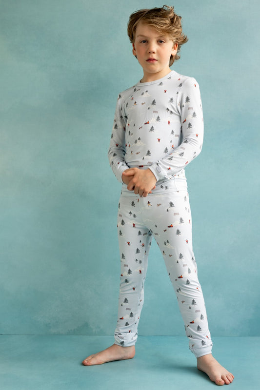 Long Sleeve Modal Pajama Set | Light Blue Winter