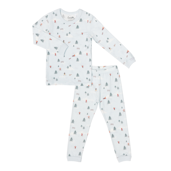 Long Sleeve Modal Pajama Set | Light Blue Winter