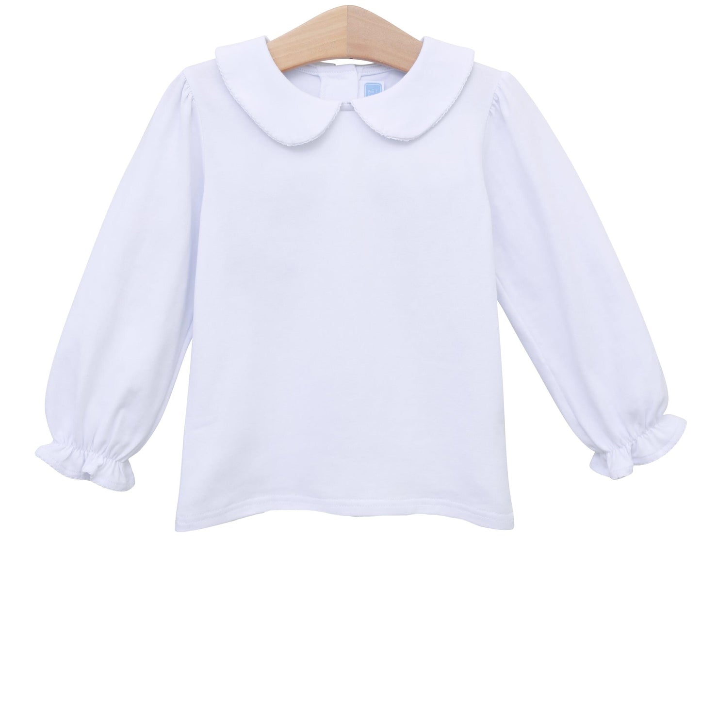 Girl's Long Sleeve Peter Pan Collar Shirt | White