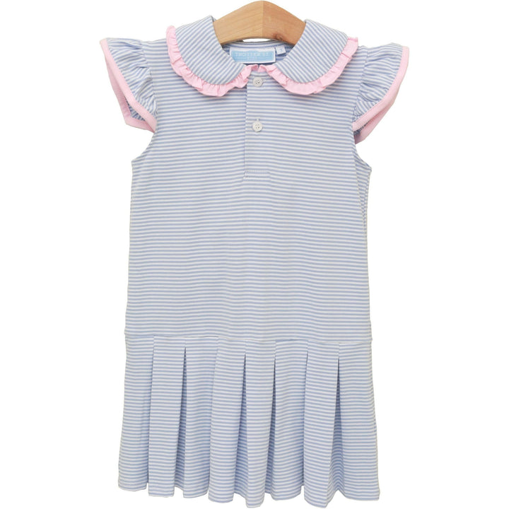 Camilla Dress- Dusty Blue Stripe/Light Pink