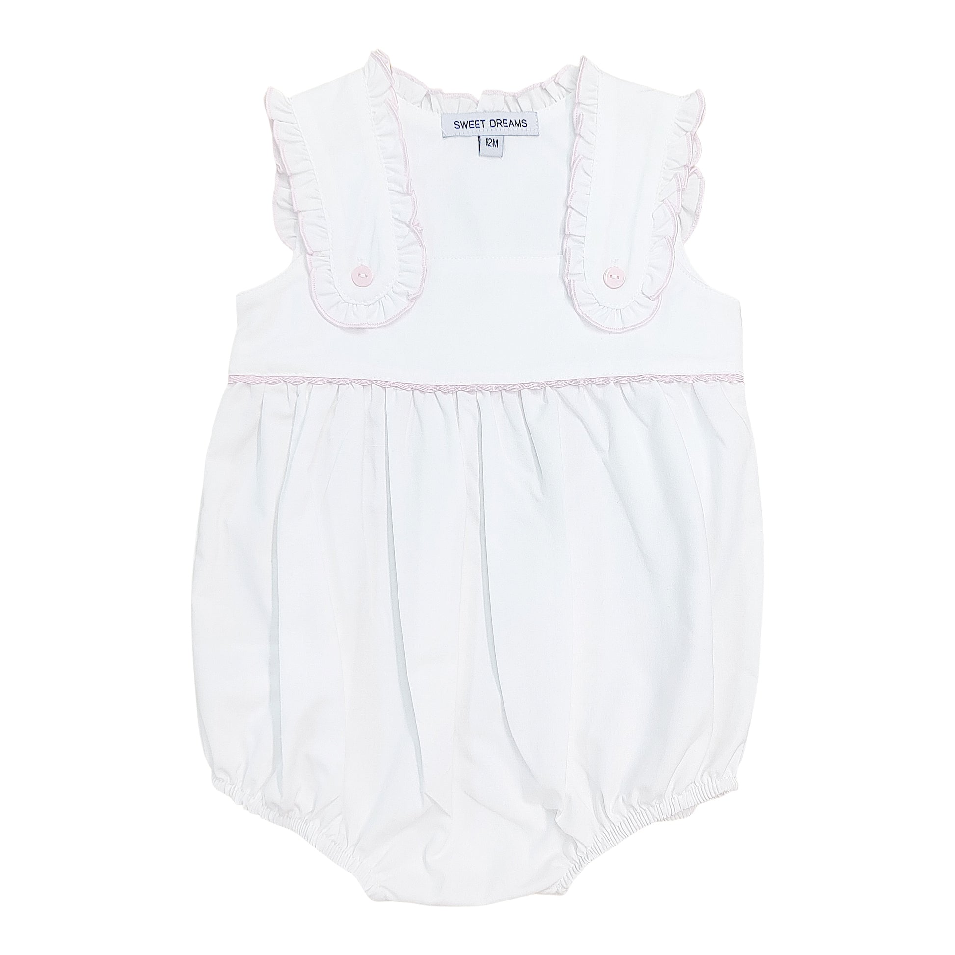 White Button Bubble with Pink Trim