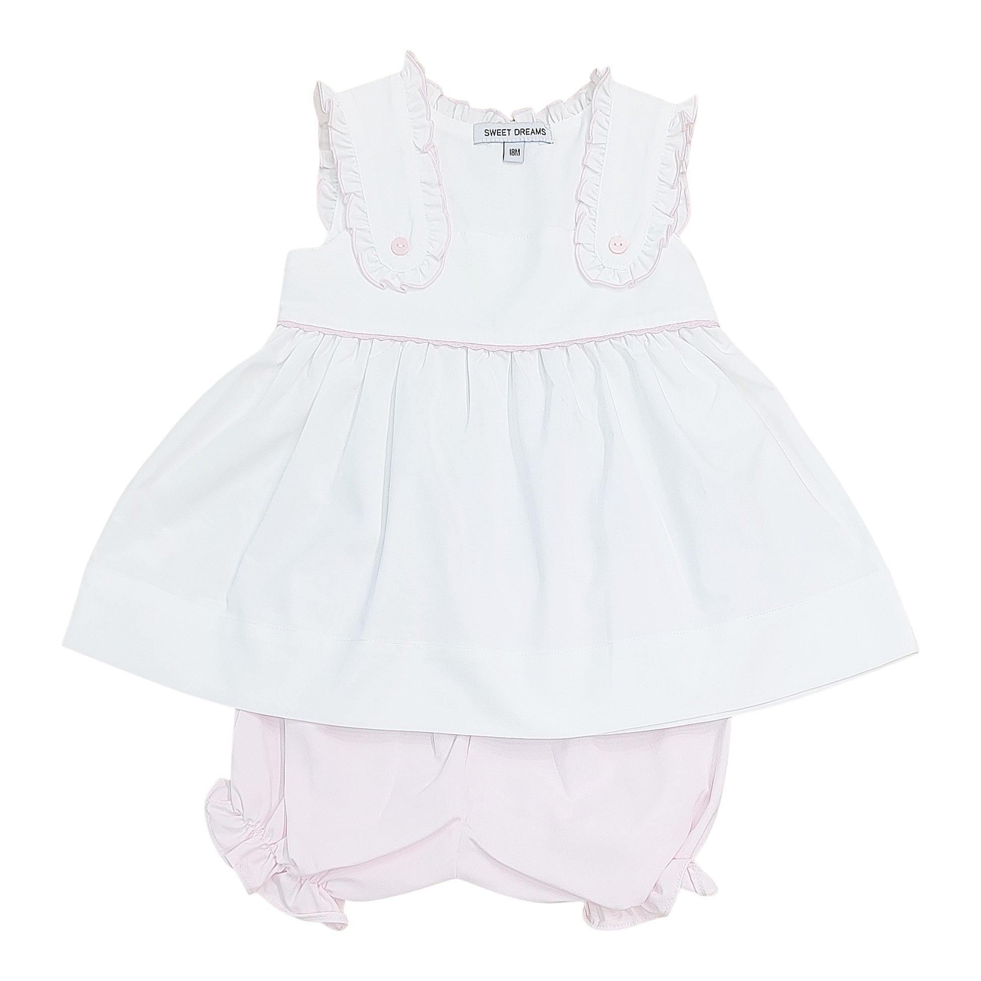 White with Pink Trim Bloomer Set