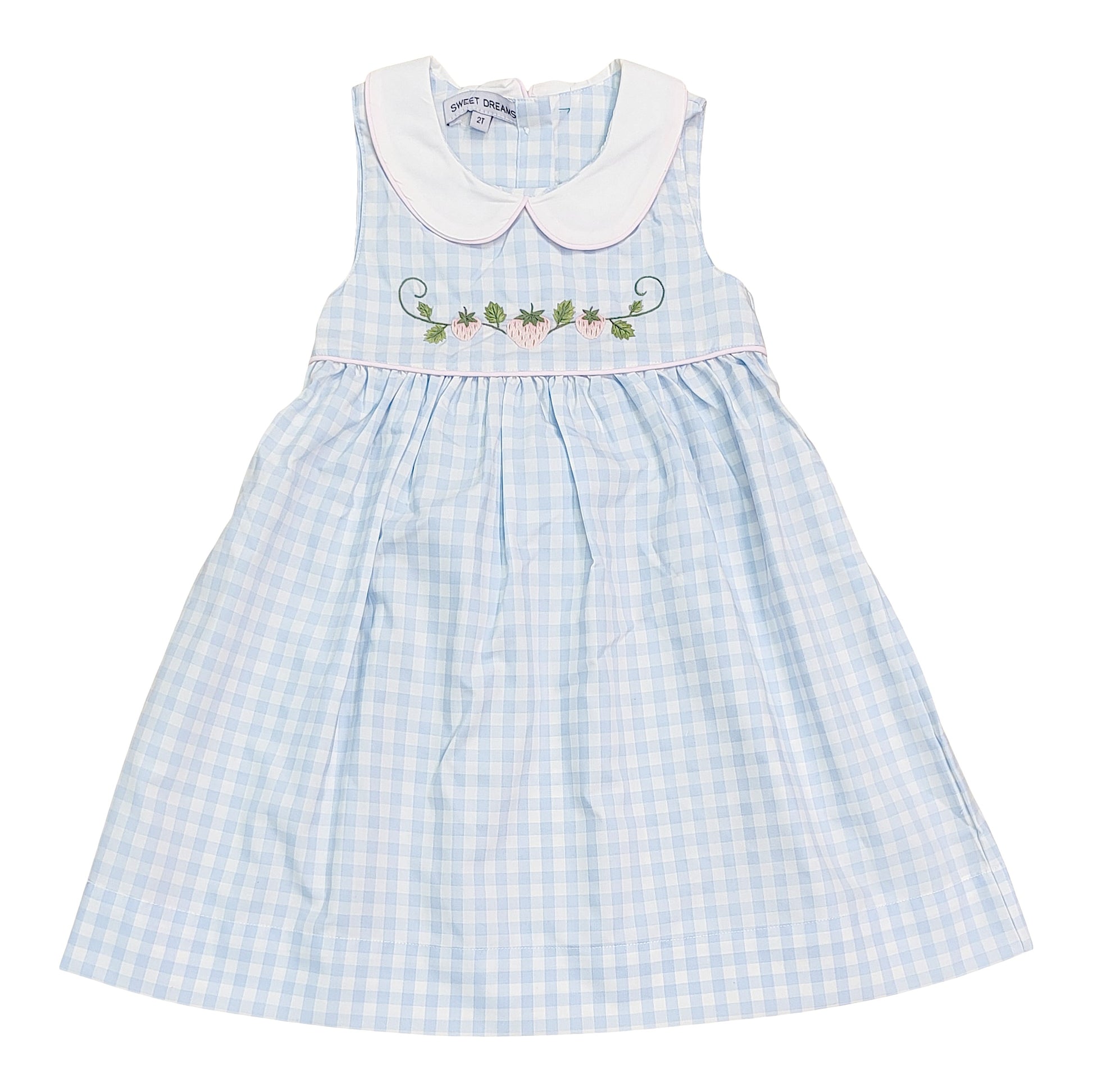 Blue Embroidered Strawberry Dress