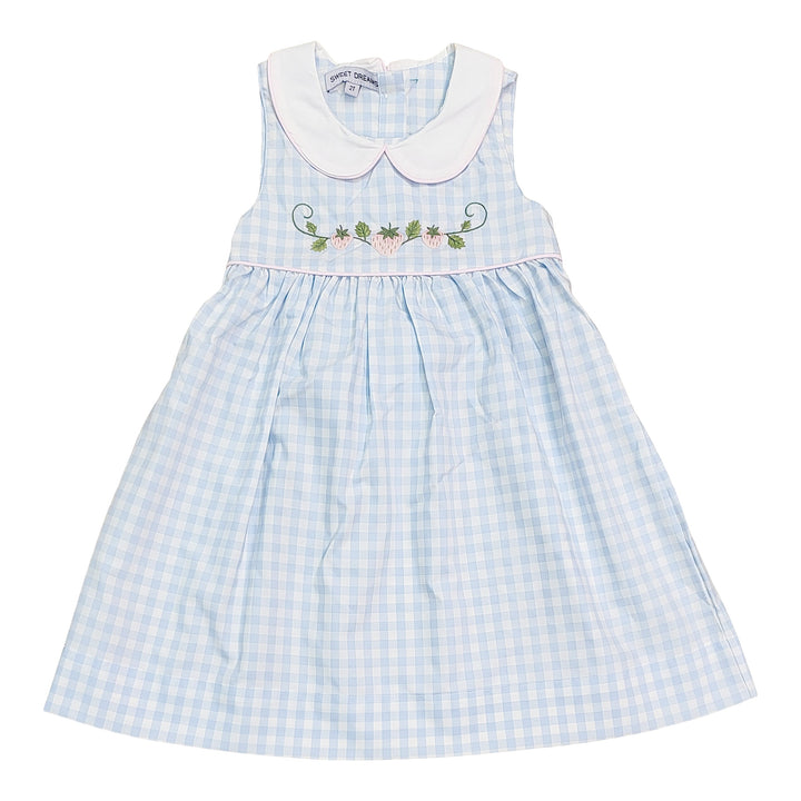 Blue Embroidered Strawberry Dress