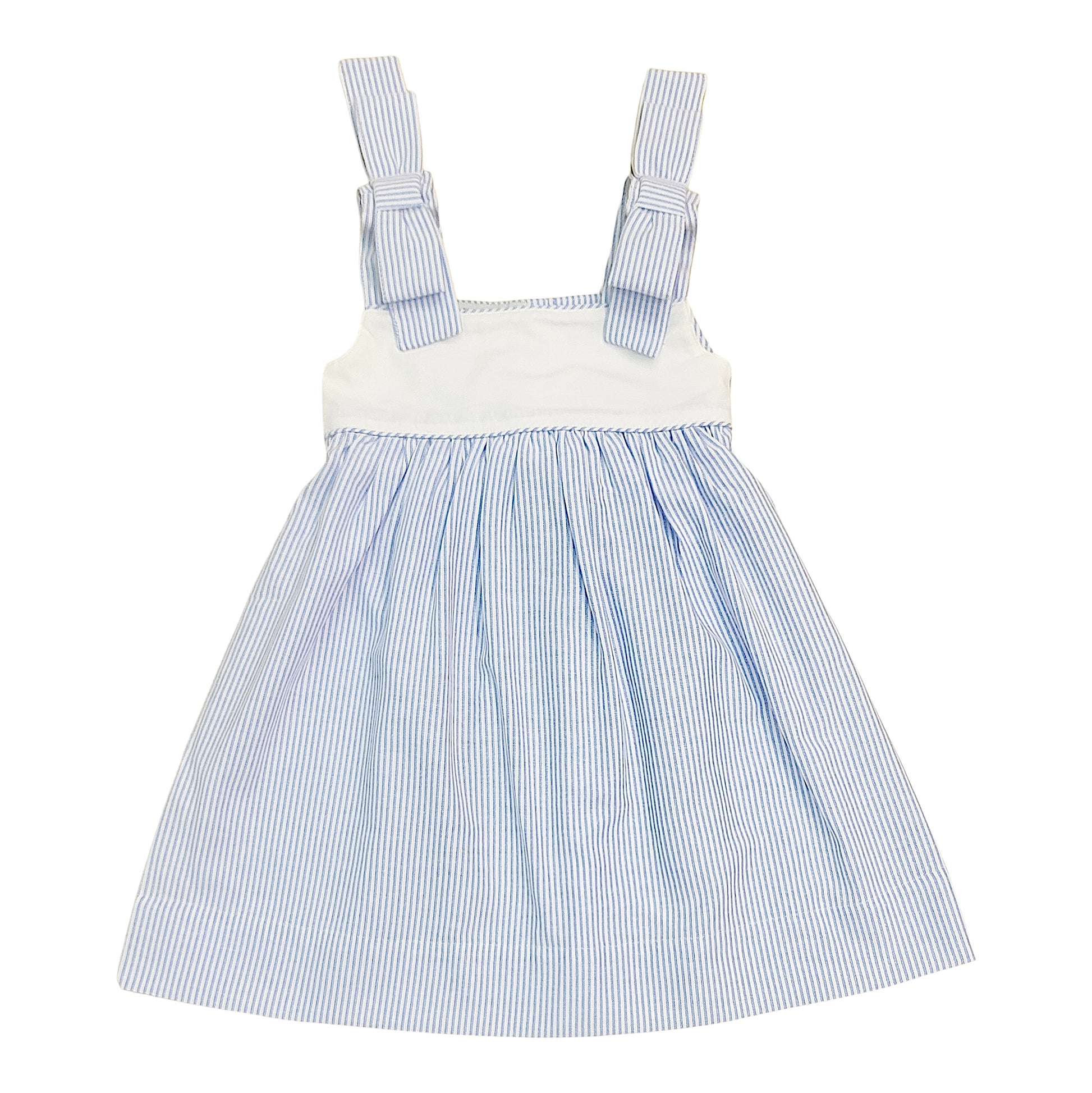 Blue Stripe Bow Shoulder Dress