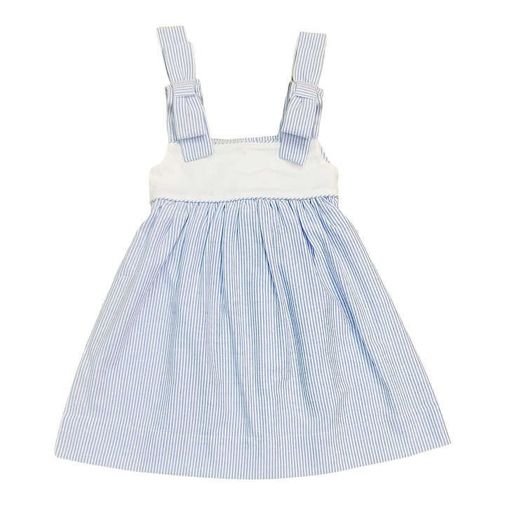 Blue Stripe Bow Shoulder Dress