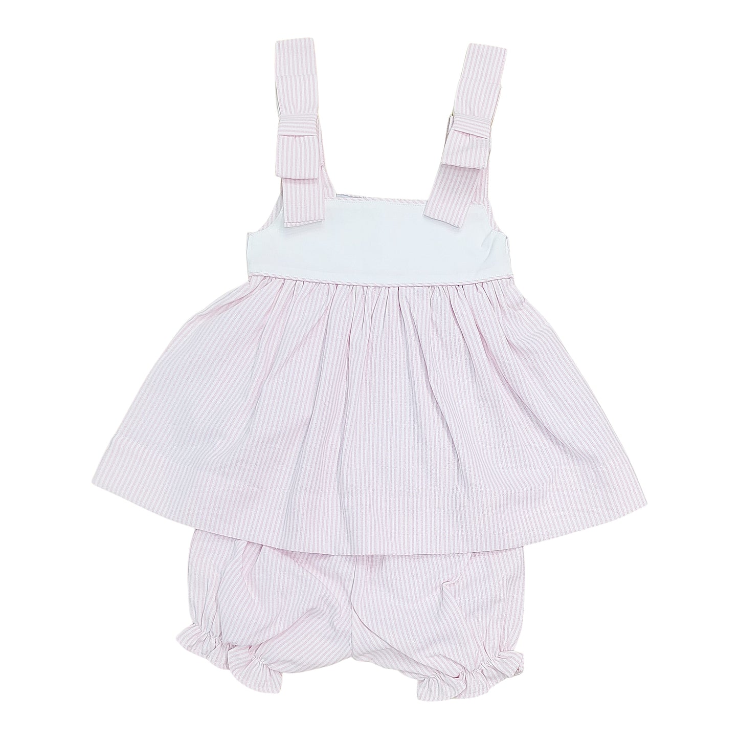 Pink Stripe Bow Shoulder Bloomer Set